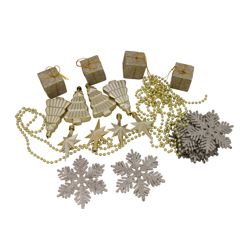 Champagne Gold Shatterproof Matte Plastic Christmas Ornaments Set