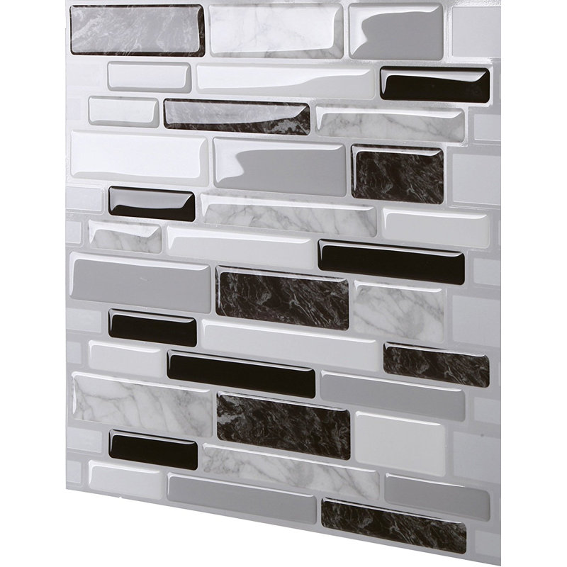 Carrelage mosaïque blanc/noir 10 po x 10 po en pvc