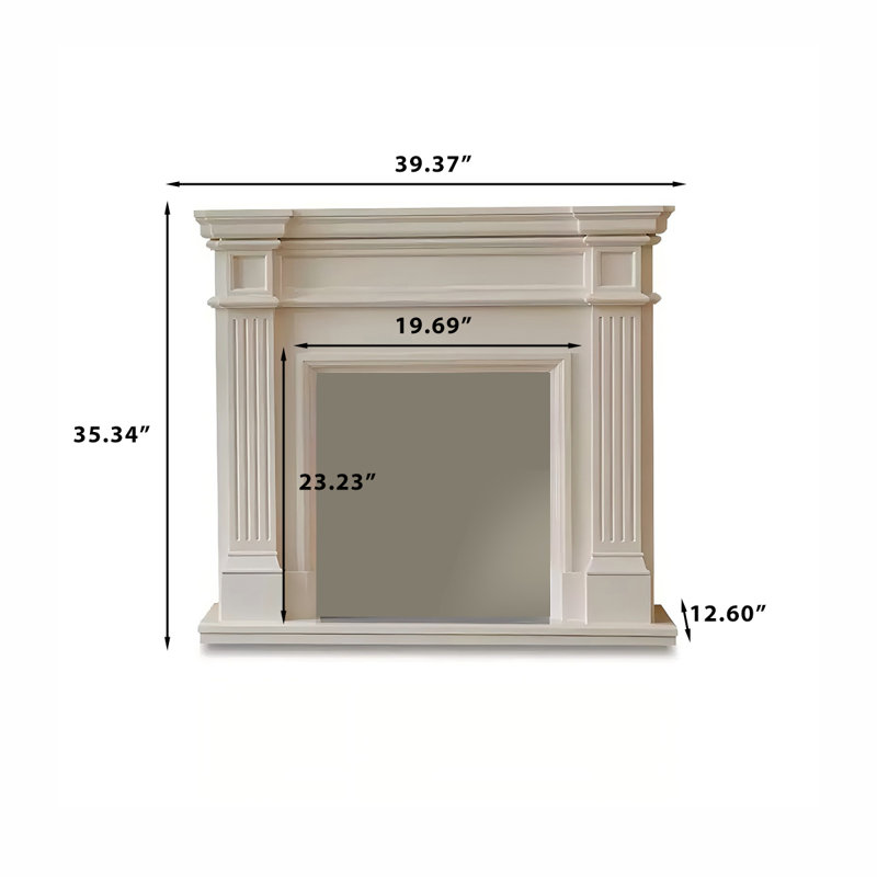 39.37"Modern Minimalist White Fireplace Mantel, 39.37"