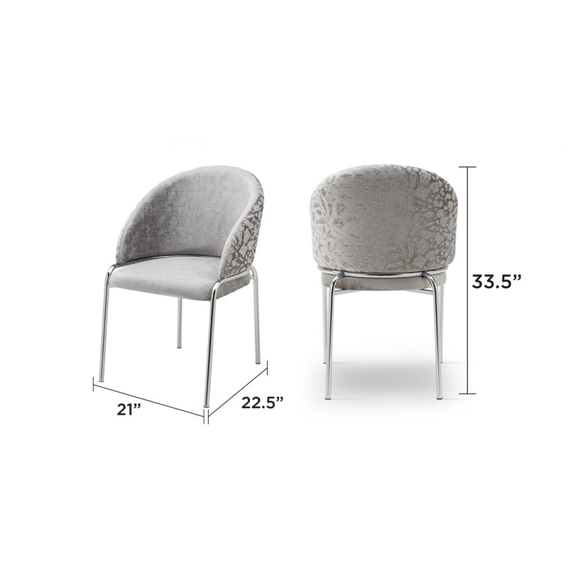 Onyx Velvet Side Chair, Stainless Steel, Light Gray
