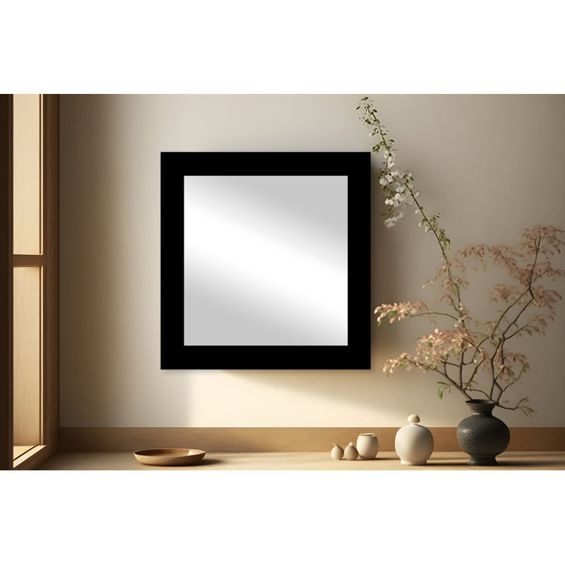 Maci Eileen Engineered Wood Flat Wall Mirror, Gloss Black, 33" x 38"