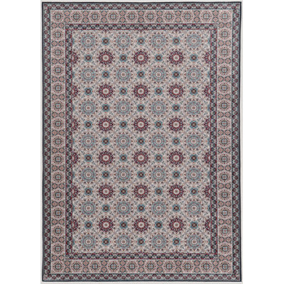 Emanuel Traditional Machine Woven Flatweave Ivory and Raspberry Area Rug with Non Skid Backing 