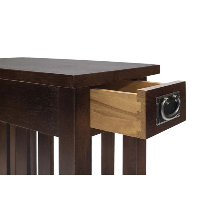 Shabbona Solid Wood End Table with Storage, Walnut