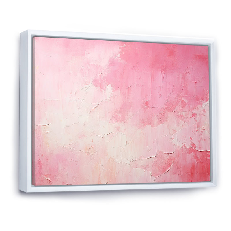 Or et rose, rivière abstraite minimale IV - Fuschia, art mural, H 24 po x l 32 po x P 1 po, Cadre flottant blanc