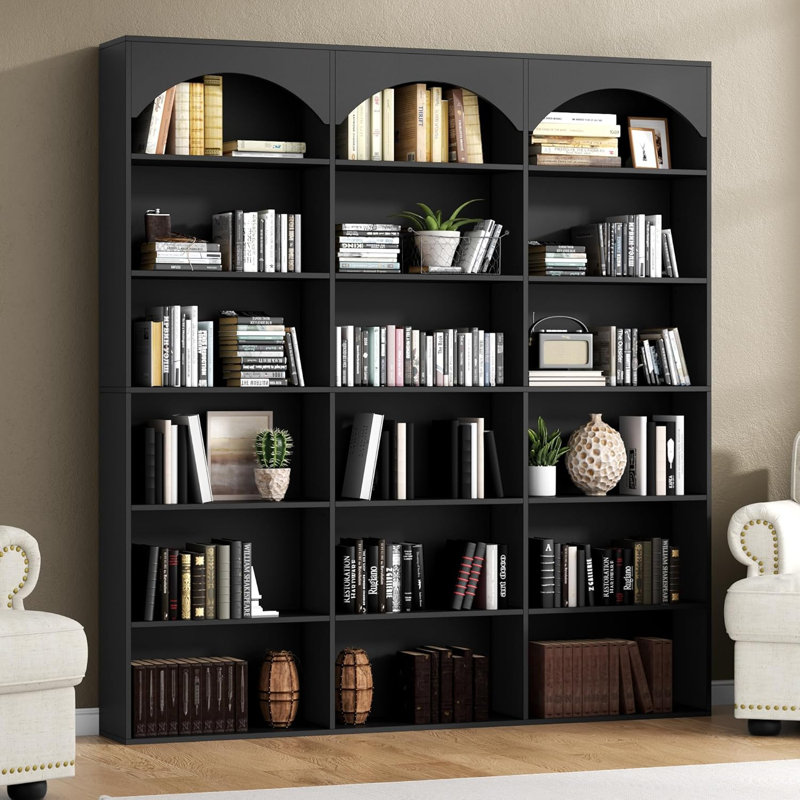 Bibliothèque triple large 71 po x 59 po x 9,25 po, Noir