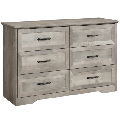 5-Drawer Wooden Dresser with Metal Handles, Modern Farmhouse Bedroom Chest, Grey Storage Organizer
