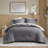 -piece Charcoal Striped Bedding Sets, Polyester Comforter And Sheets For Modern Spaces