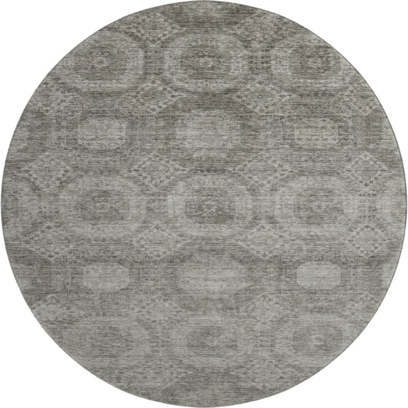 Premium Machine Washable Alaina AMF1925 Panels Rug, Round 8'