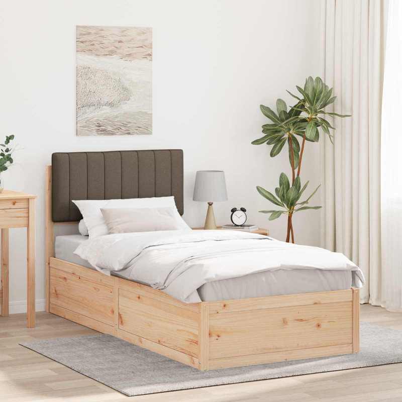Solid Wood Bed, Taupe, Single (3')