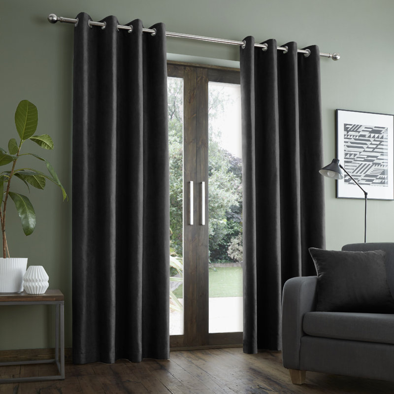 Faux Suade Eyelet Curtains, Mink, 168cm Width x 137cm Drop