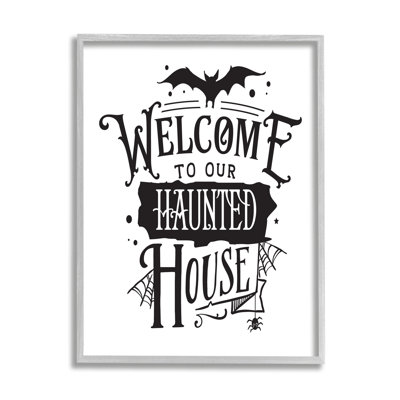 " Welcome Haunted House Halloween Bat Spider Webs " by Lettered And Lined