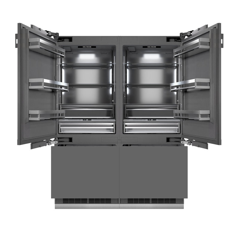 ZLINE Autograph 60 in. Panel Ready Refrigerator w/ Gray Interior & Gold Accents, Panel Ready/Graphite Gray/Matte Black