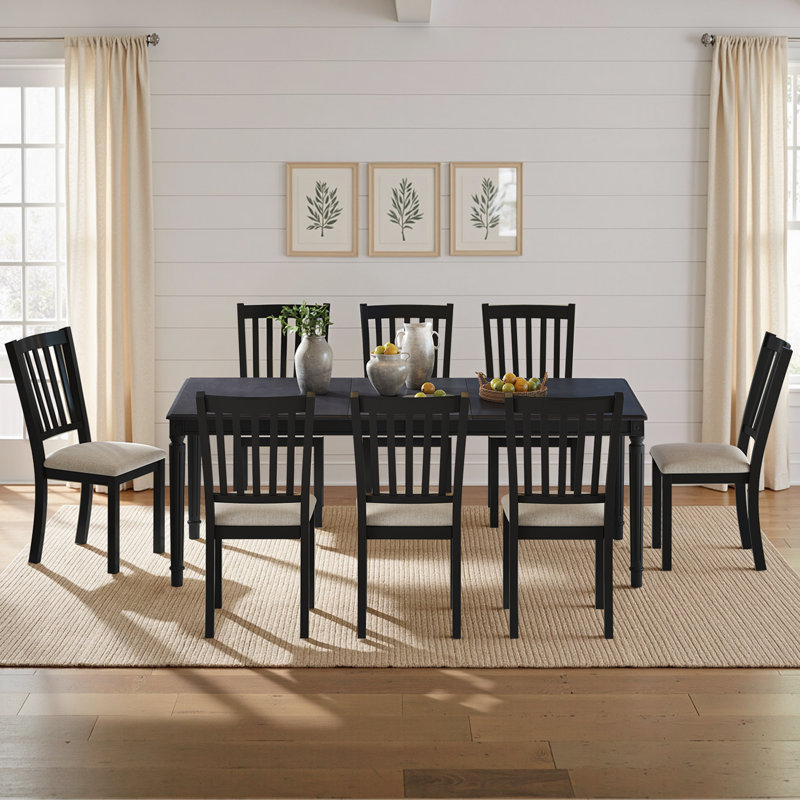 Ensemble de salle à manger rectangulaire en bois massif pour 8 personnes, gris / blanc, Gris, Gris/beige