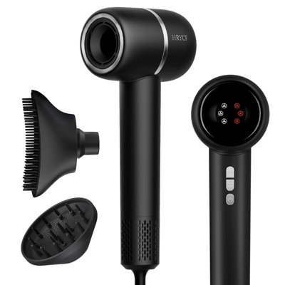 Home/Travel Hair Drying & Styling Hair Dryer (Black) – 5X Faster Dry, Less Heat Damage, Negative Ions, Low Noise, with Smoothing Brush & Diffuser, 160000 RPM Motor