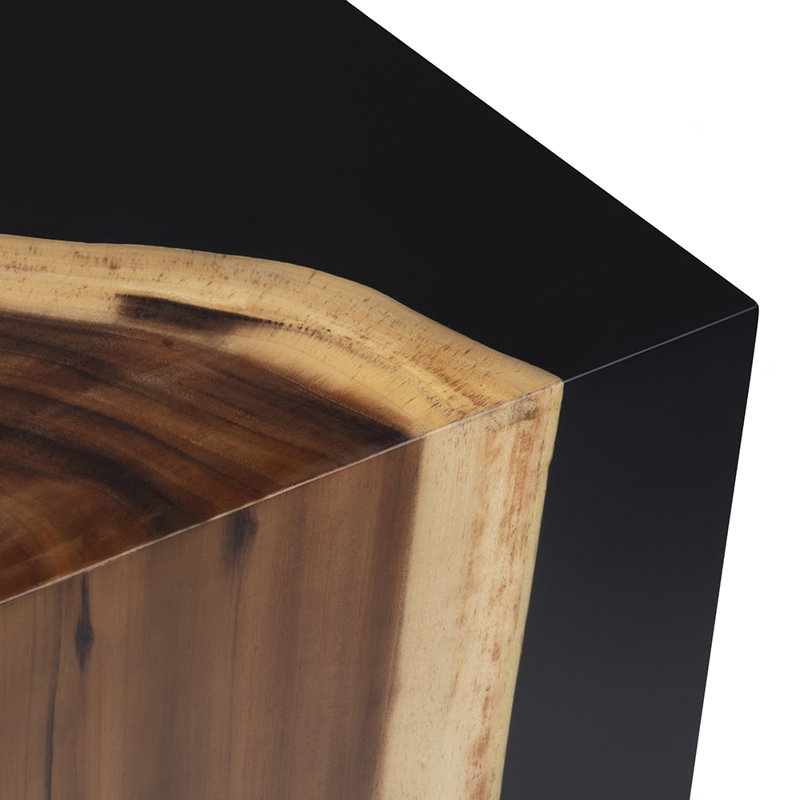 Konica Square Black Solid Wood Accent_End Table