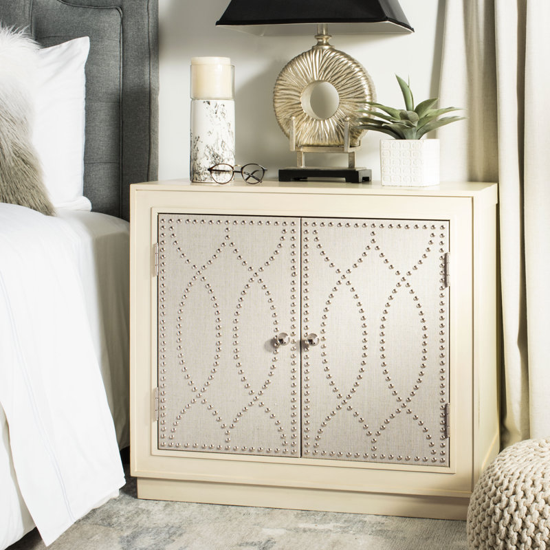 Studded Accent Cabinet, Antique Beige