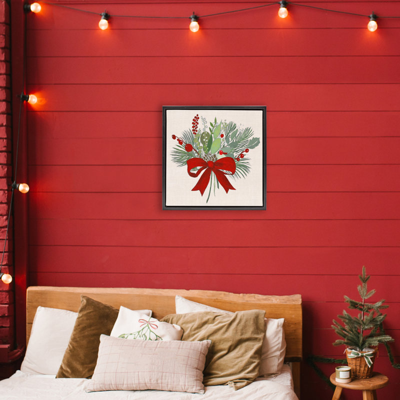 Cadre flottant Merry Berry Bow, design par Tava Studios, Cadre flottant noir de jais, 18" H x 18" W