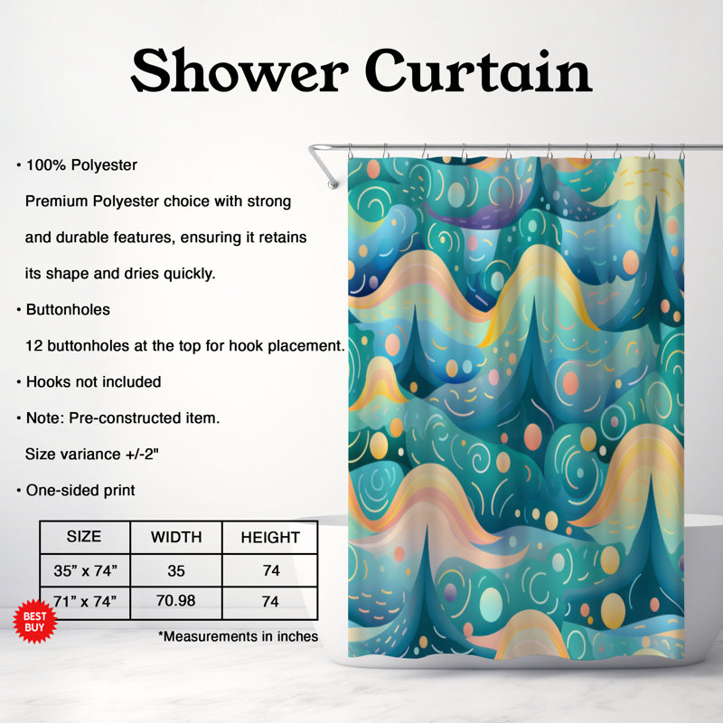 Rideau de douche Holiday Tree - Premium, H 74 po x l 71 po