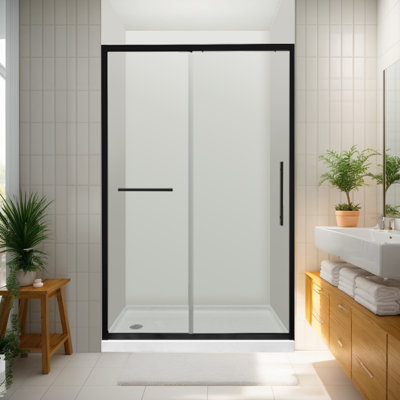 Porte de douche coulissante simple demi-cadre avec verre trempé de 1/4 po de l 48 à 48,4 po x H 72 po