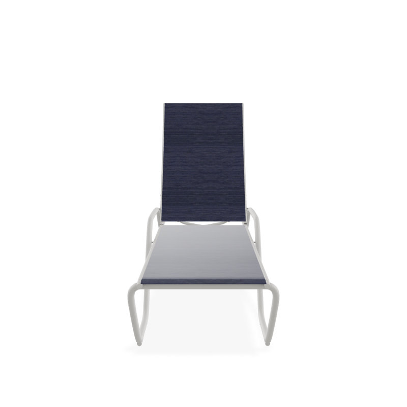 Outdoor Rust-Resistant Metal Chaise Lounge, Textured Snow, Collect Indigo