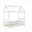 Structure de lit simple en bois massif avec lit gigogne simple de couleur blanche, aucun sommier tapissier requis