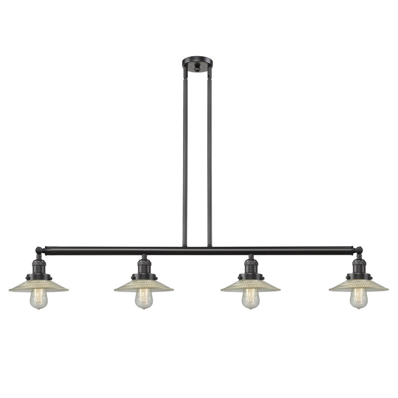 Miramontes 4 - Light Kitchen Island Pendant, Clear Halophane, Polished Nickel