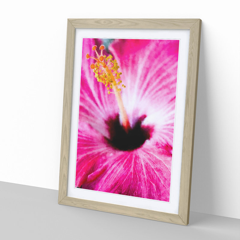 A Pink Flower - Picture Frame Graphic Art, 65cm H x 48cm W x 2cm D, Oak Framed