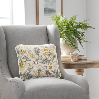 Regency Floral Cotton Throw Pillow