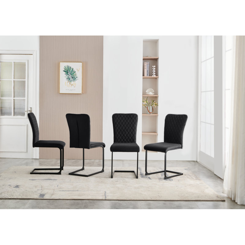 Chaise rembourrée moderne en velours sans accoudoirs, 4