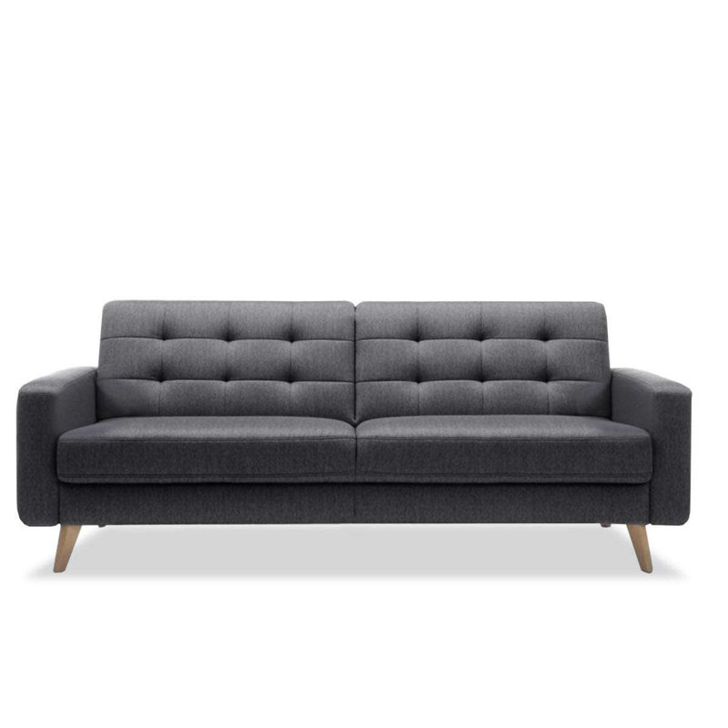 Canapé-lit Nappa avec rangement, Gris foncé / 100% polyester