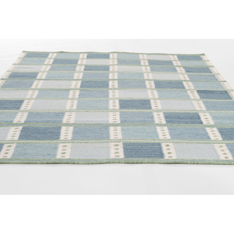 Tapis géométrique en laine et en coton tissé à la main Freya, Rectangulaire 8 pi x 10 pi