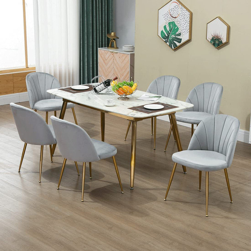 Armless Velvet Upholstered Dining Chair, Gray