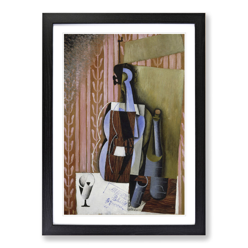 Violin Still Life Vol.3 by Juan Gris - Picture Frame Painting, 65cm H x 48cm W x 2cm D, Black