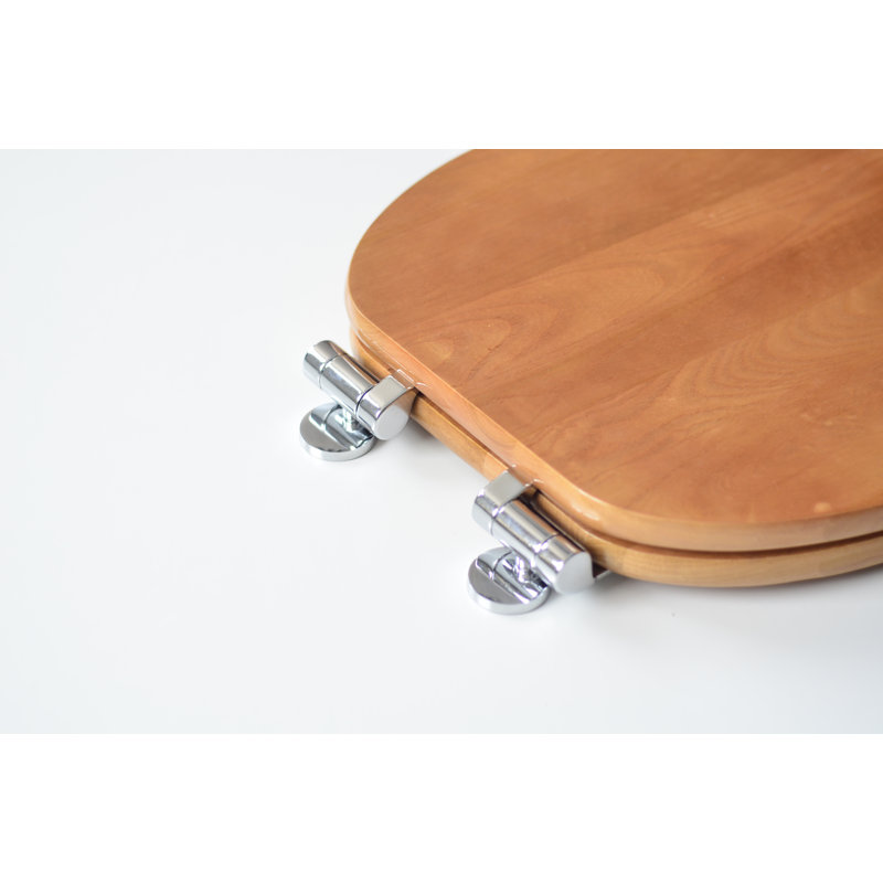 Siège de toilette rond en chêne plein de bois massif contemporain, Chêne naturel
