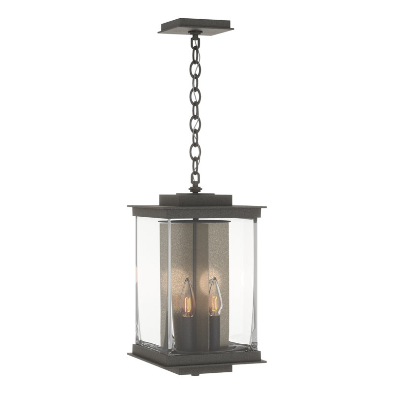 Kingston 4 - Bulb 18" H Outdoor Hanging Lantern, Coastal Natural Iron, Translucent Soft Gold