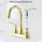 Bathroom Faucet Brushed Gold With Pop-Up Drain & Supply Hoses 2-Handle 360 Degree High Arc Swivel Spout Centerset 4 Inch Vanity Sink Faucet-118610651