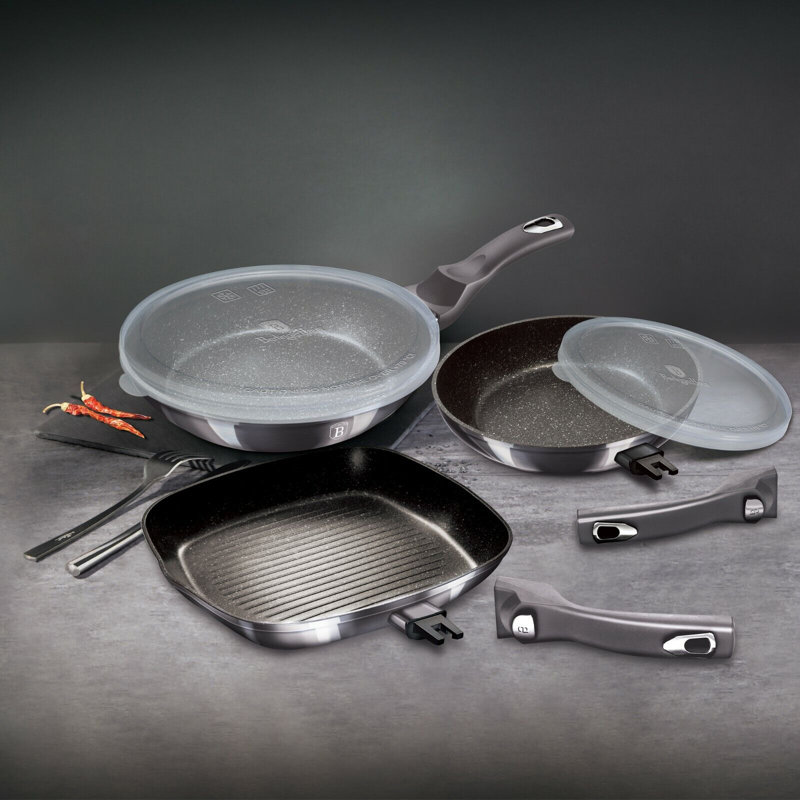 Aluminum Non-Stick Frying Pan Set, Black