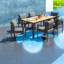Ensembles de salle à manger de patio durables, salle à manger d'extérieur moderne en bois d'acacia 7 pièces