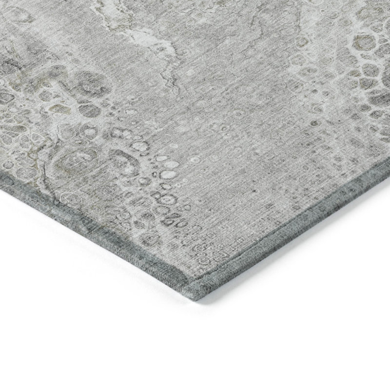 Tapis intérieur gris lavable abstrait 5 pi x 8 pi