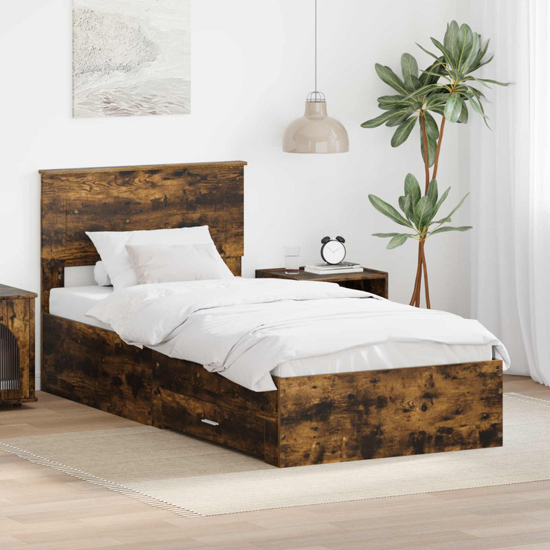 Bed, Smoked Oak, European Single (90 x 200 cm)