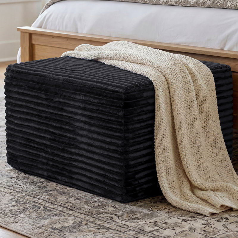 Repose-pieds modulaire à compression pour canapé modulaire Composant, repose-pieds rembourré en flanelle moderne avec ressorts ensachés, pouf sans assemblage pour le salon, noir