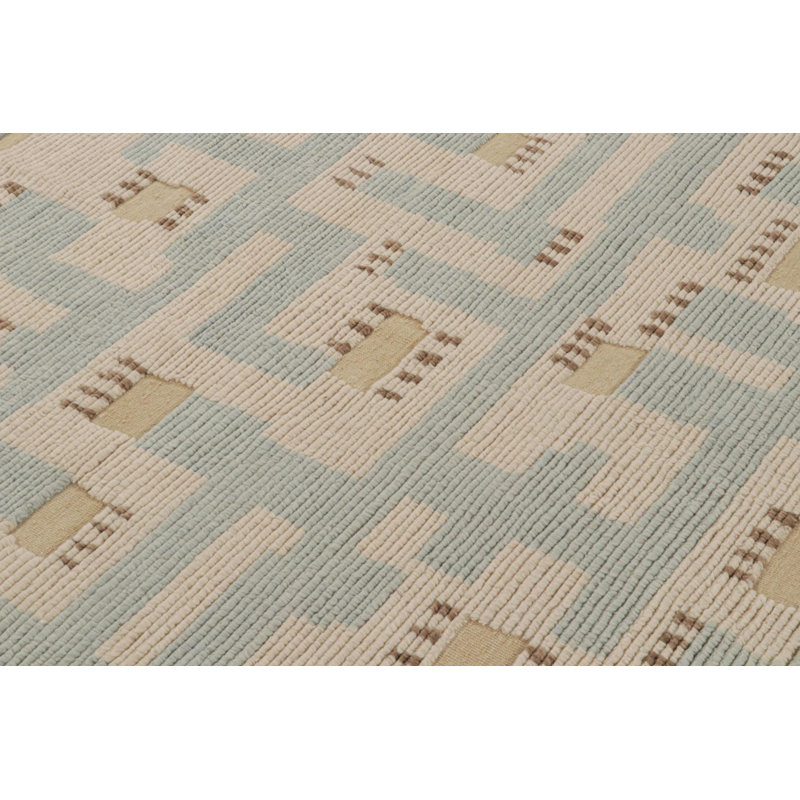 Scandinavian Hand Knotted Wool Geometric Area Rug, Rectangle 5' x 7'