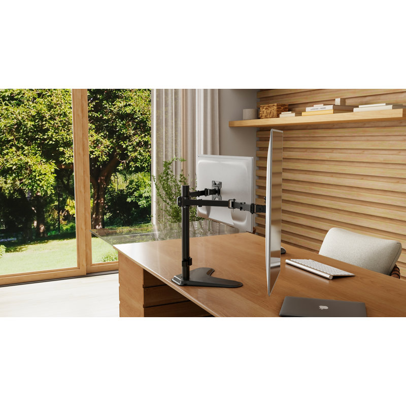 Mount-It! Dual Monitor Mount with C-Clamp & Grommet Base, Height Adjustable Arms Fit 19 - 32 Inches