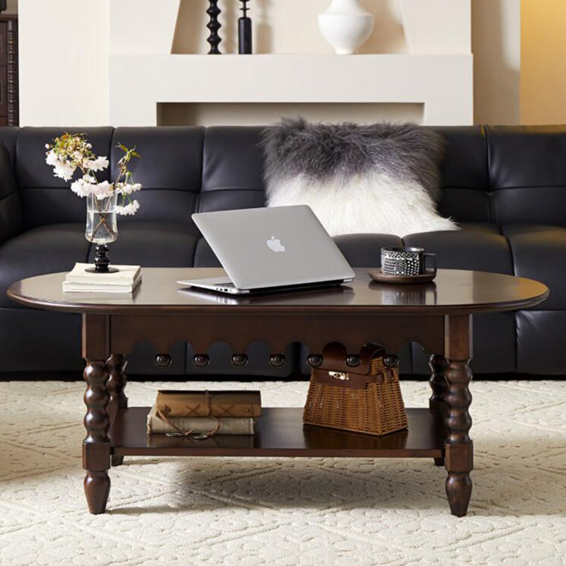 Solid wood coffee table with retro design, 18.11" H x 47.24" L x 23.62" W