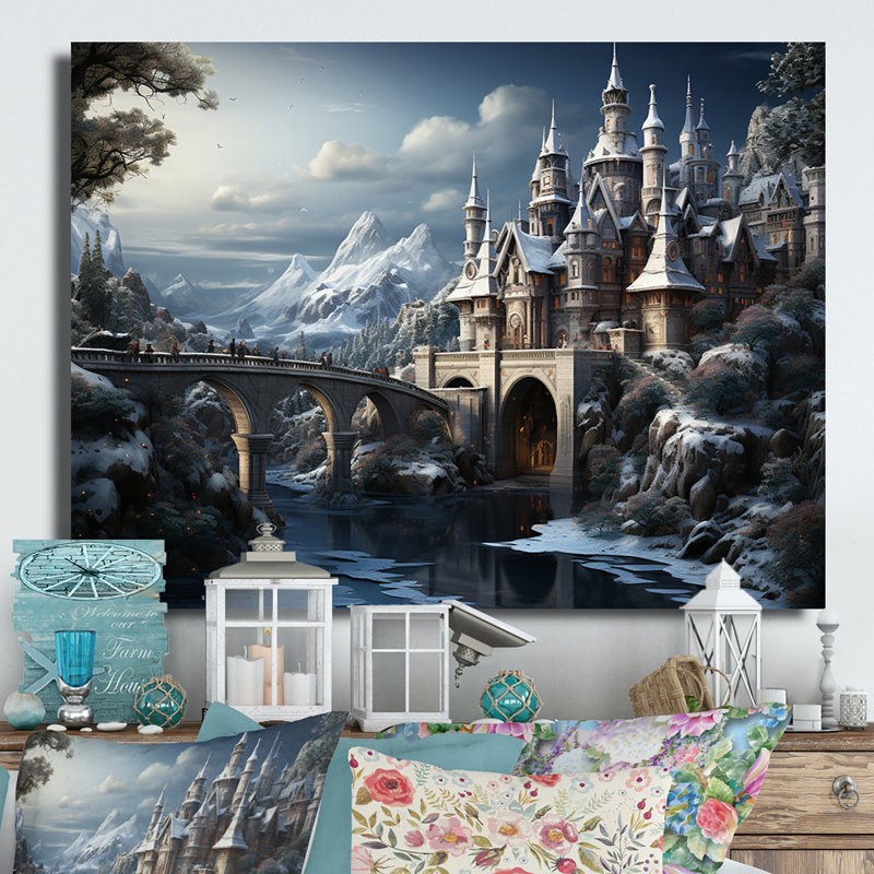 Château d'hiver - décoration murale architecture en métal, H 12 po x l 20 po x P 1 po