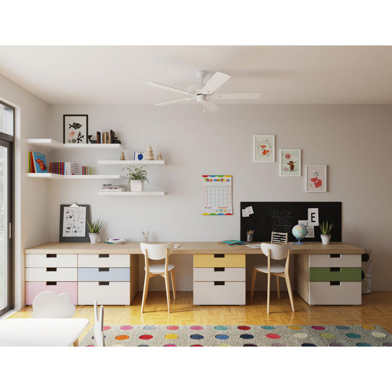 52'' White Modern Ceiling Fan with Reversible Blades