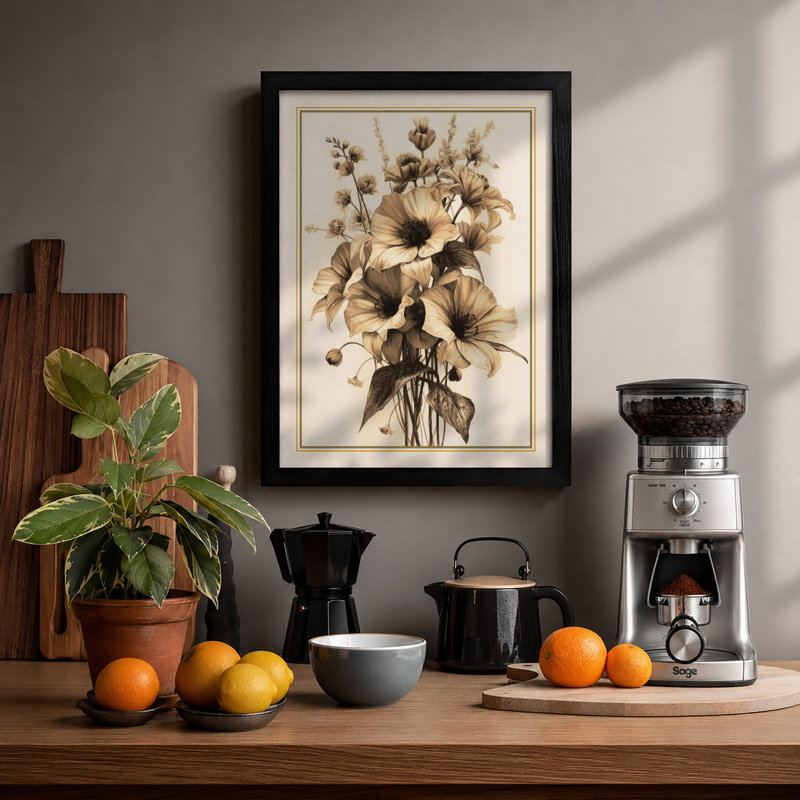 Gathered Daisies Botanical - Print, Black, A4 - 29.7 x 21.0 cm