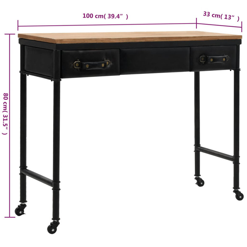 Console Table with Castors 39.4"x13"x31.5" Solid Wood Fir