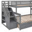 Lit superposé simple en forme de L simple avec 3 tiroirs, bureau portable et amp; Garde-robe - aucun sommier nécessaire, robuste et amp; Spacieux!-343606113