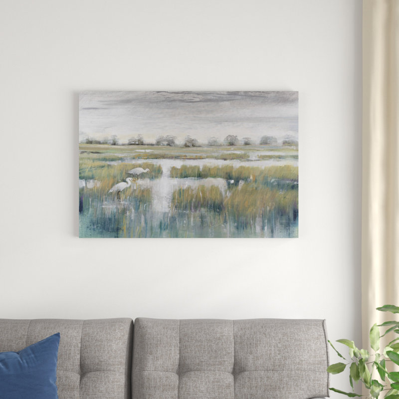 «Marshland View V» par Timothy O 'Toole - peinture sur toile tendue, H 24 po x l 36 po x P 1,25 po